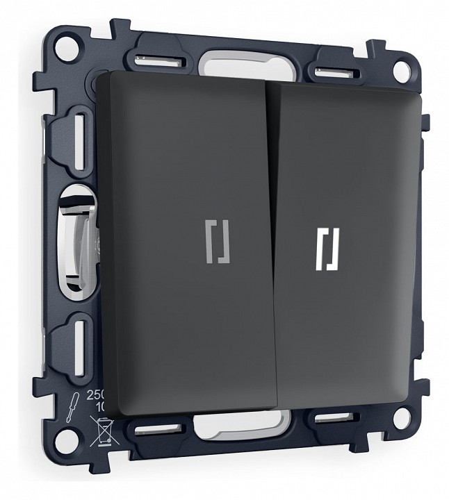 Выключатель двухклавишный с подсветкой без рамки ambrella volt alfa ma904015