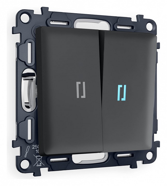 Выключатель проходной двухклавишный с подсветкой ambrella volt alfa ma904040