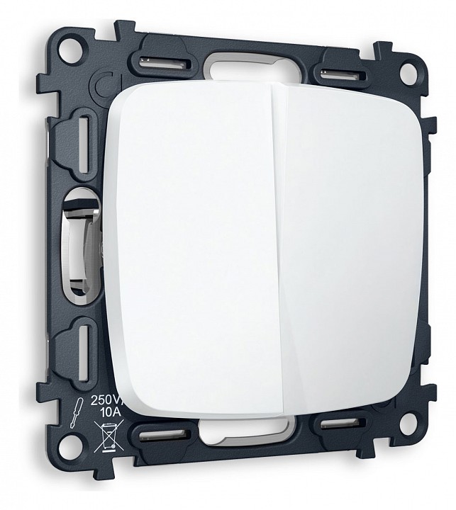 Выключатель проходной двухклавишный без рамки ambrella volt omega mo123020