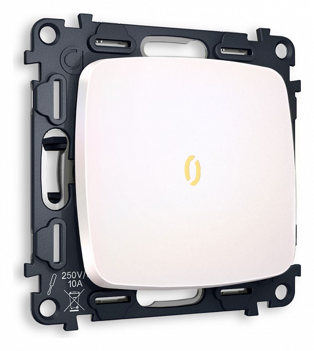 Выключатель проходной одноклавишный с подсветкой без рамки ambrella volt omega mo202030