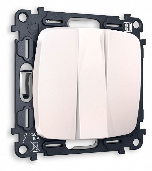 Выключатель трехклавишный без рамки ambrella volt omega mo205010