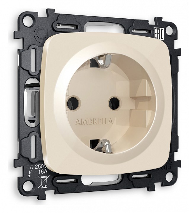 Розетка с заземлением, Без рамки ambrella volt omega mo306010