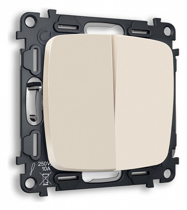 Выключатель проходной двухклавишный без рамки ambrella volt omega mo323020