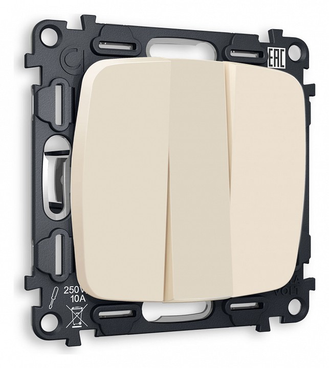 Выключатель трехклавишный без рамки ambrella volt omega mo325010