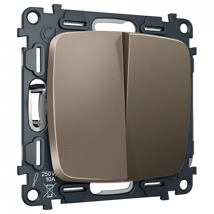 Выключатель перекрестный двухклавишный без рамки ambrella volt omega mo633030