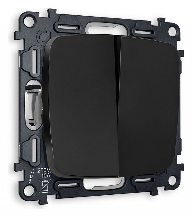 Выключатель проходной двухклавишный без рамки ambrella volt quant mo803020