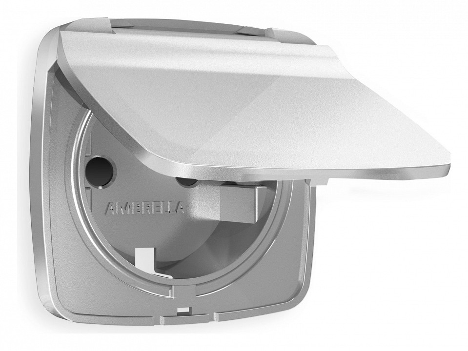 Накладка для розетки влагозащищенной с заземлением и со шторками с крышкой ambrella volt quant op4080