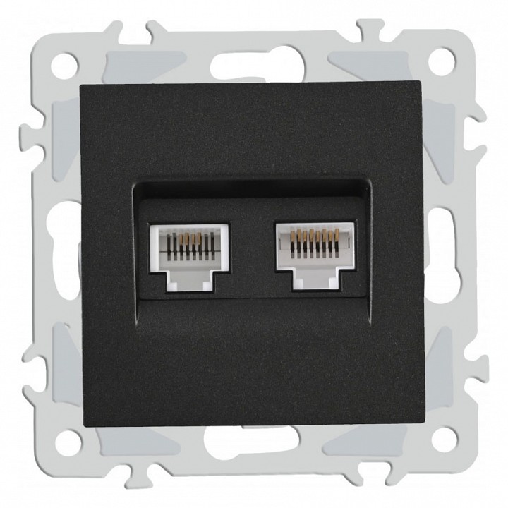 Розетка двойная rj-11 и ethernet rj-45, Без рамки arte milano am-206 206.44-1.black