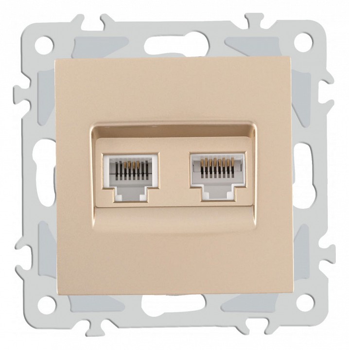 Розетка двойная rj-11 и ethernet rj-45, Без рамки arte milano am-206 206.44-1.shampan