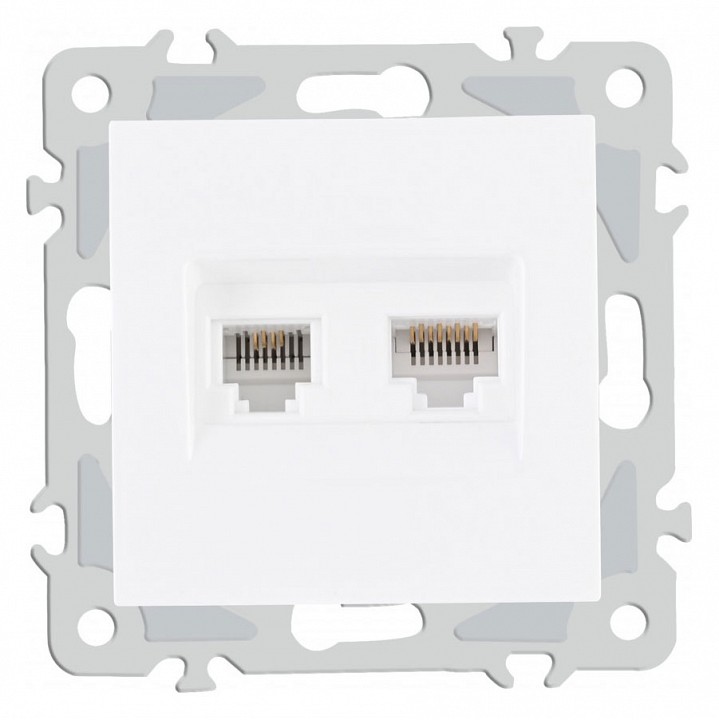 Розетка двойная rj-11 и ethernet rj-45, Без рамки arte milano am-206 206.44-1.white