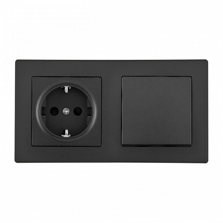 Блок с розеткой и выключателем arte milano set06-2 set06-2-30-1-40-1 black