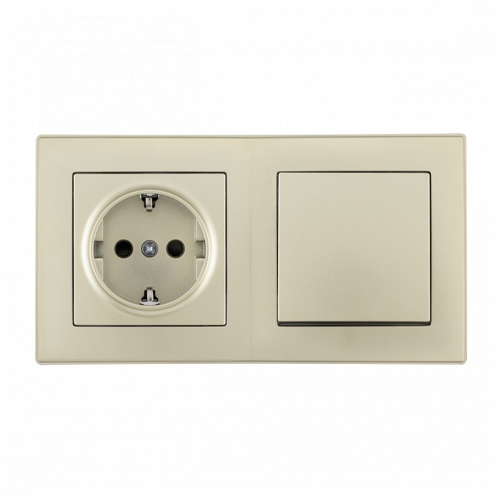 Блок с розеткой и выключателем arte milano set06-2 set06-2-30-1-40-1 shampan