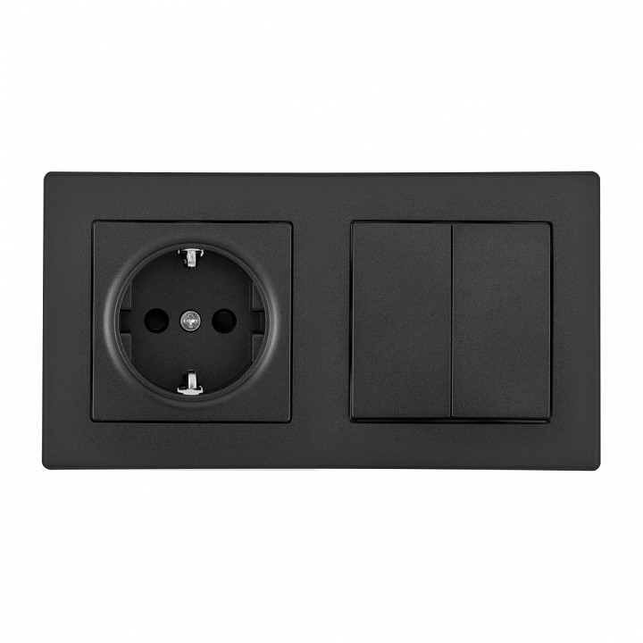 Блок с розеткой и выключателем arte milano set06-2 set06-2-30-2-40-1 black
