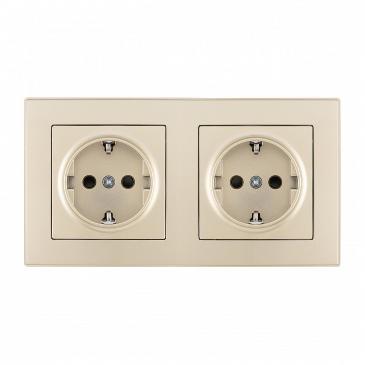 Розетка с заземлением и со шторкой arte milano set06-2 set06-2-40-1x2 shampan