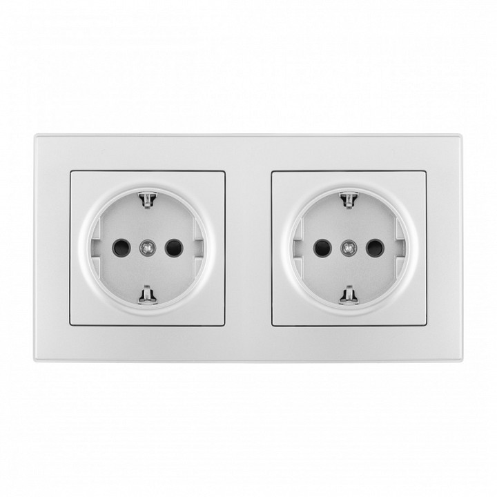 Розетка с заземлением и со шторкой arte milano set06-2 set06-2-40-1x2 silver