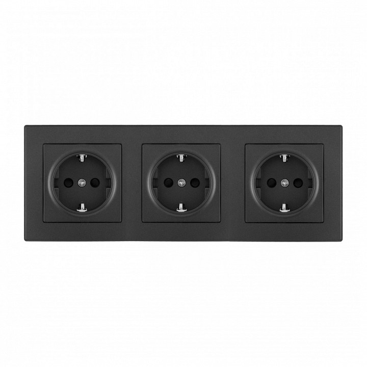 Розетка с заземлением и со шторкой arte milano set06-3 set06-3-40-1x3 black
