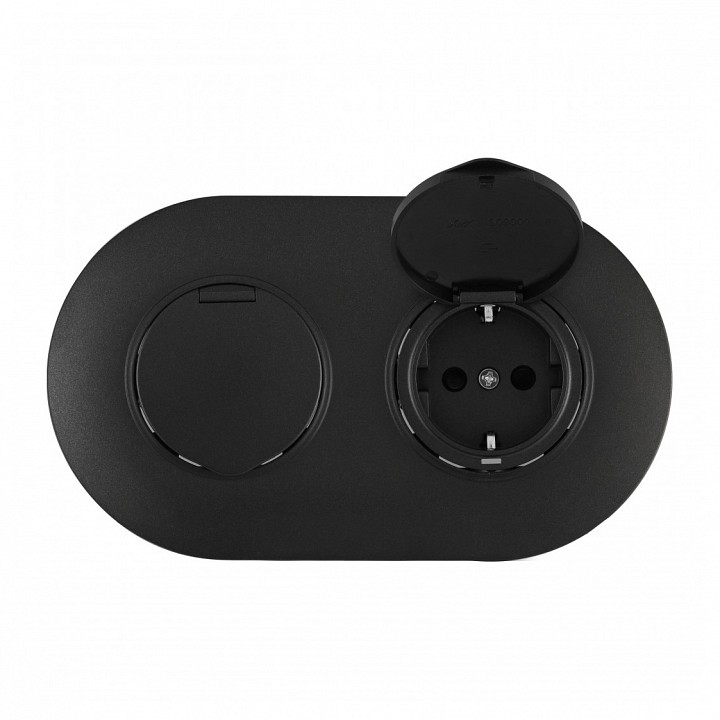 Розетка с заземлением и шторкой, С крышкой arte milano set08-2 set08-2-41-1x2 black