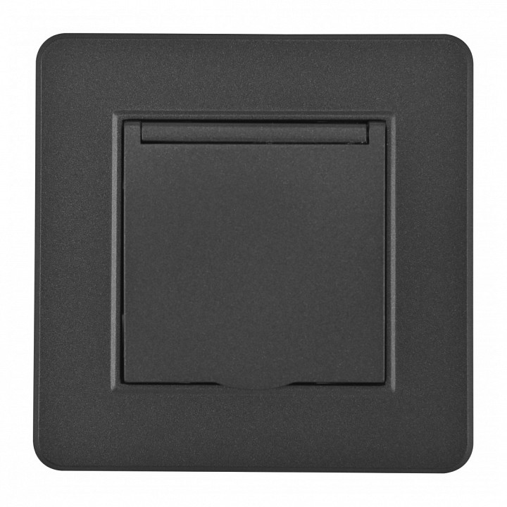 Розетка с заземлением и шторкой, С крышкой arte milano set16-1 set16-1-41-1 black