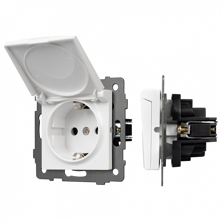 Розетка влагозащищенная с заземлением и со шторкой, Без рамки с крышкой arlight sct 049833