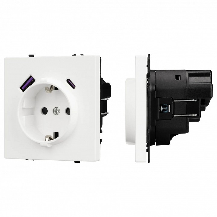 Розетка с заземлением и 2хusb type a, Без рамки arlight sct 054284