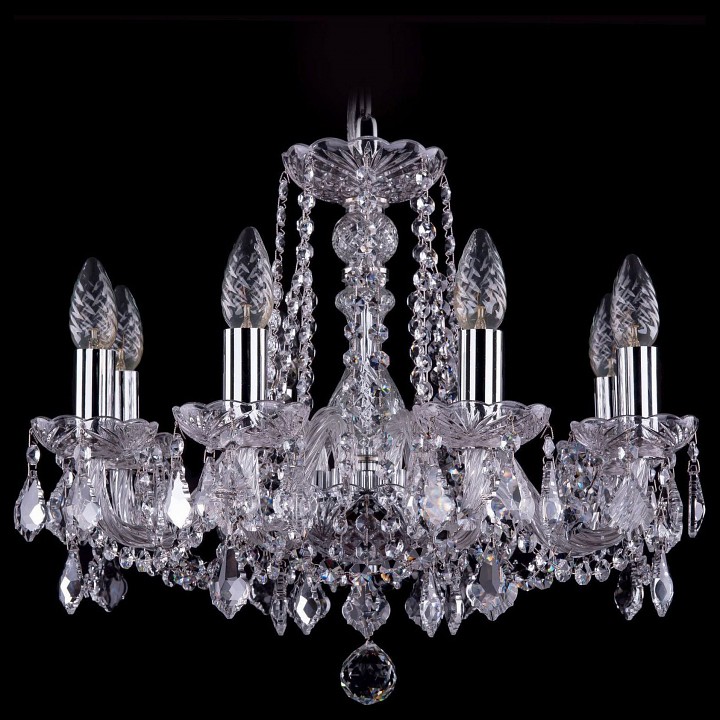 Подвесная люстра bohemia ivele crystal 1402 1402/8/160/ni/leafs