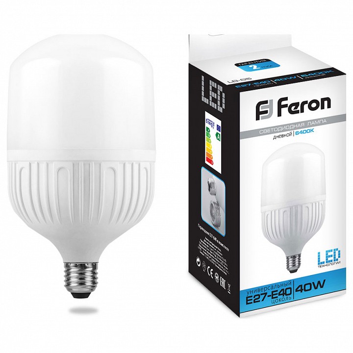 Лампа светодиодная feron saffit lb-65 e27-e40 40вт 6400k 25538