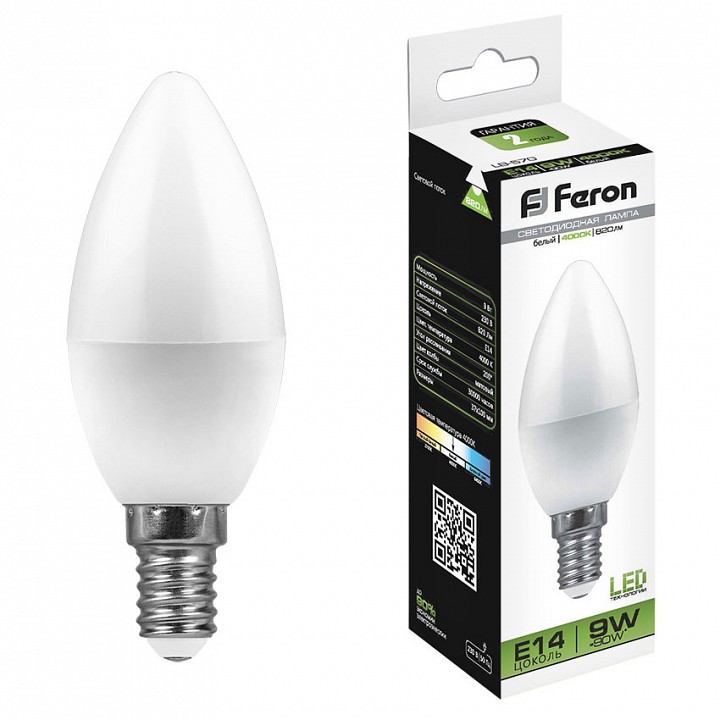 Лампа светодиодная feron lb-570 e14 9вт 4000k 25799