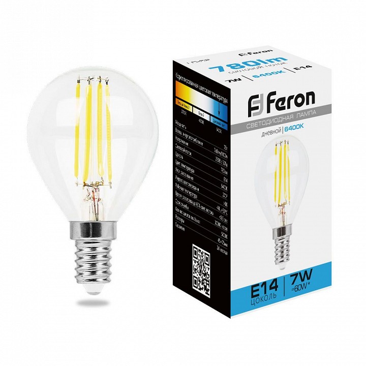 Лампа светодиодная feron lb-52 e14 7вт 6400k 38221