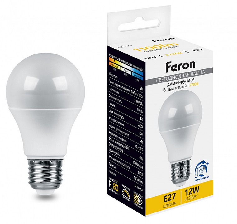 Лампа светодиодная feron lb-931 e27 12вт 2700k 51052