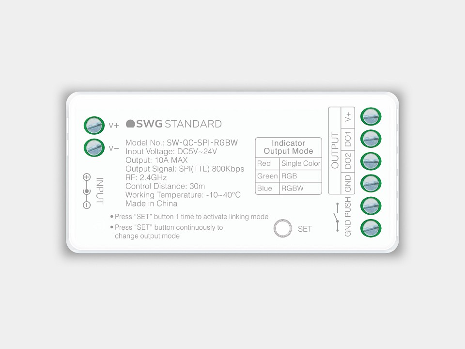 Контроллер-регулятор цвета rgbw swg quick control mono/rgb/rgbw