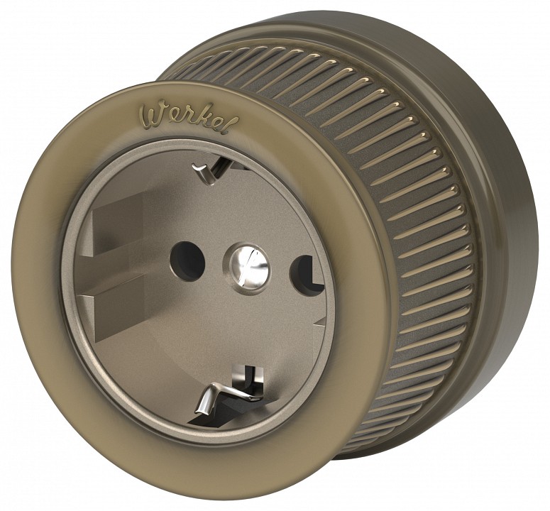 Розетка с заземлением, Без рамки werkel ретро (бронза) w5771012