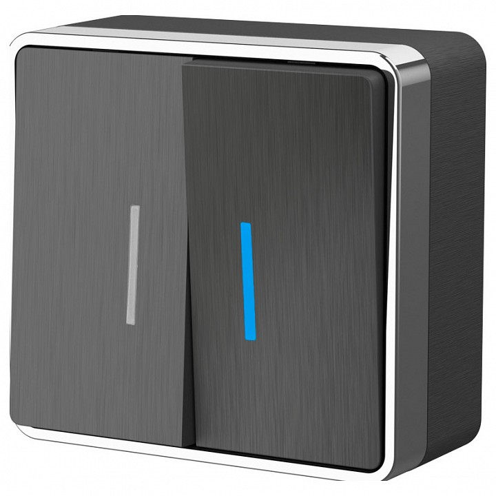 Выключатель двухклавишный с подсветкой werkel gallant (графит рифленый) w5020104