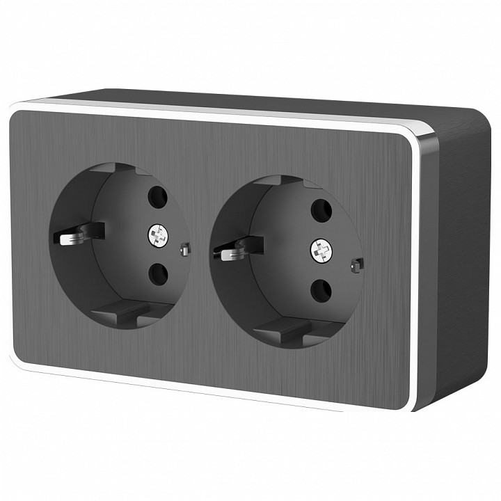 Розетка двойная с заземлением werkel gallant (графит рифленый) w5072104