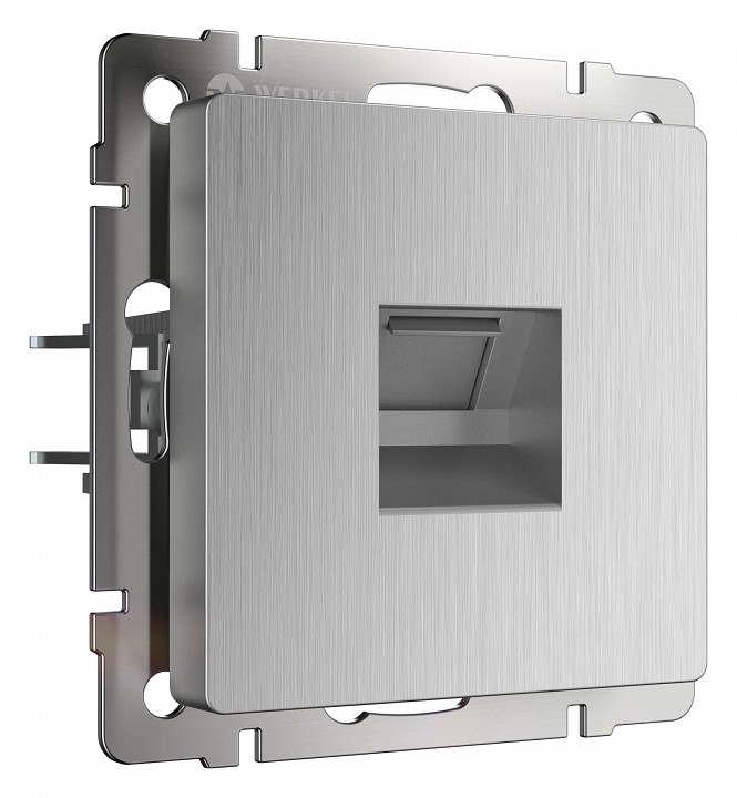 Розетка ethernet rj-45 без рамки werkel cеребряный рифленый w1181009