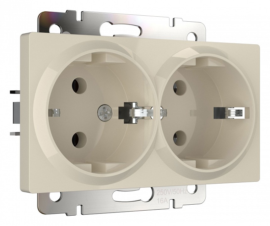 Розетка двойная с заземлением, Без рамки werkel слоновая кость w1172003