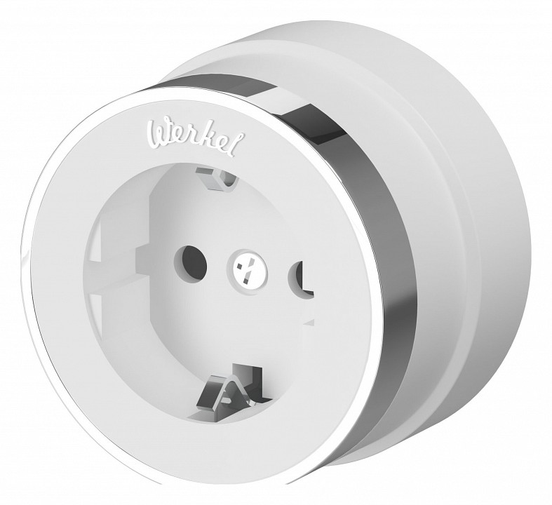 Розетка с заземлением werkel vintage (белый матовый/хром) w5871050