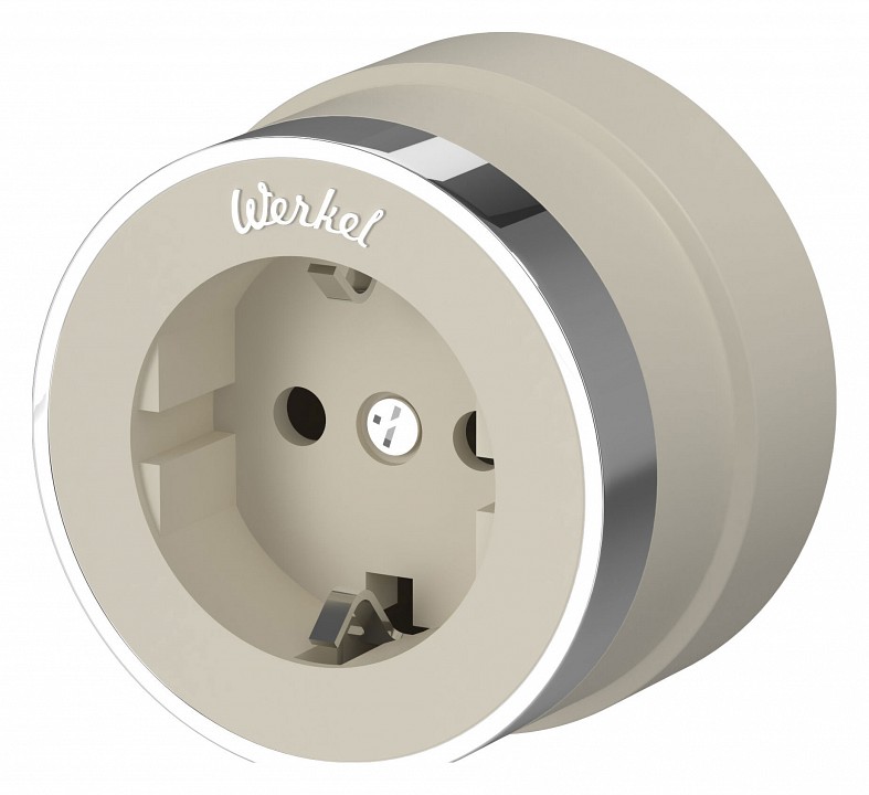 Розетка с заземлением werkel vintage (слоновая кость матовый/хром) w5871055