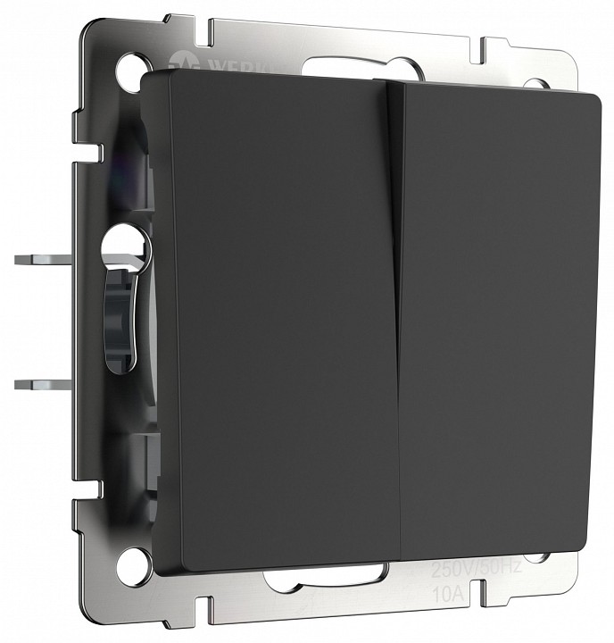 Выключатель двухклавишный без рамки werkel черный w1123006