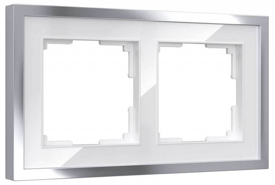 Рамка на 2 поста werkel baguette белый/серебро w0022850