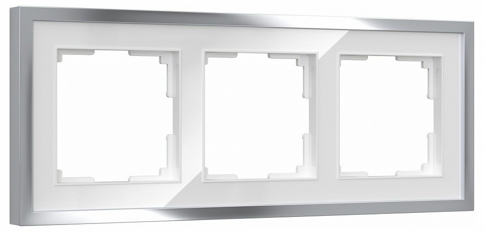 Рамка на 3 поста werkel baguette белый/серебро w0032850