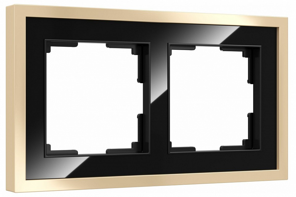 Рамка на 2 поста werkel baguette (черный/латунь) w0022852