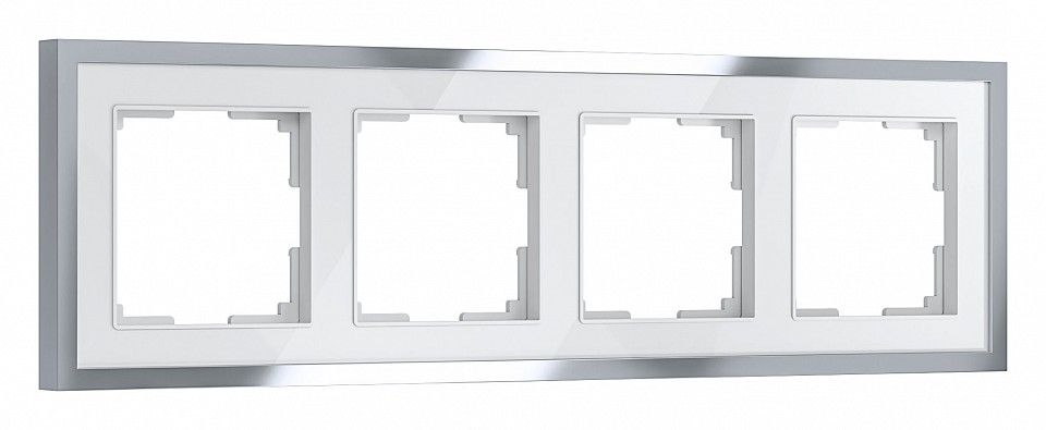 Рамка на 4 поста werkel baguette (белый/серебро) w0042850