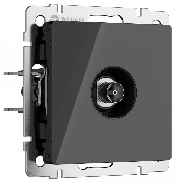 Тв-розетка без рамки werkel черный акрил w1183048