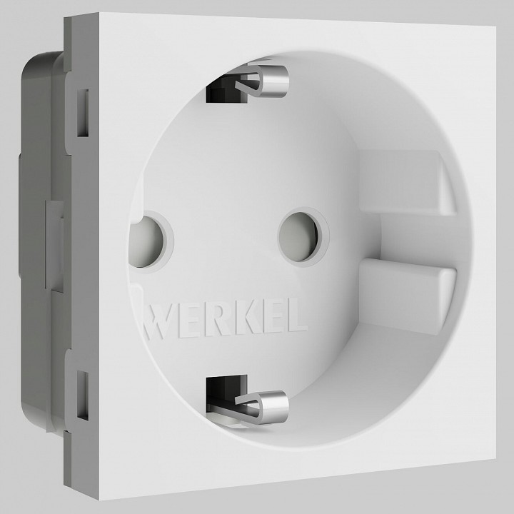 Розетка с заземлением и со шторкой модульная werkel белый a069368
