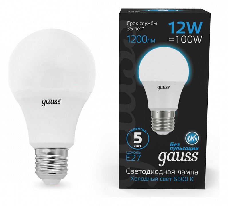 Лампа светодиодная gauss  e27 12вт 6500k 102502312