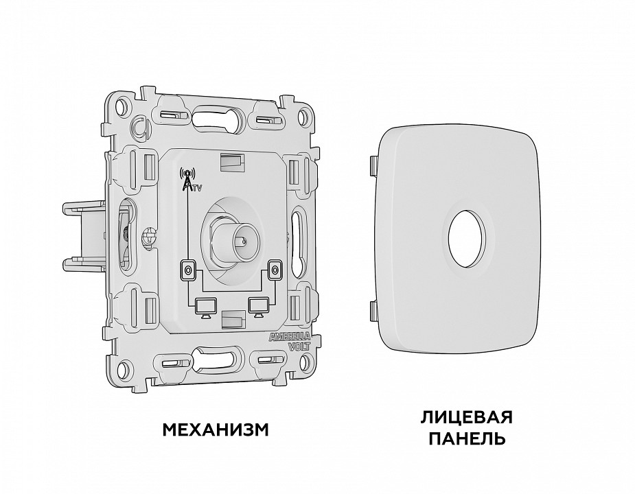 Тв-розетка проходная без рамки ambrella volt quant mo913030