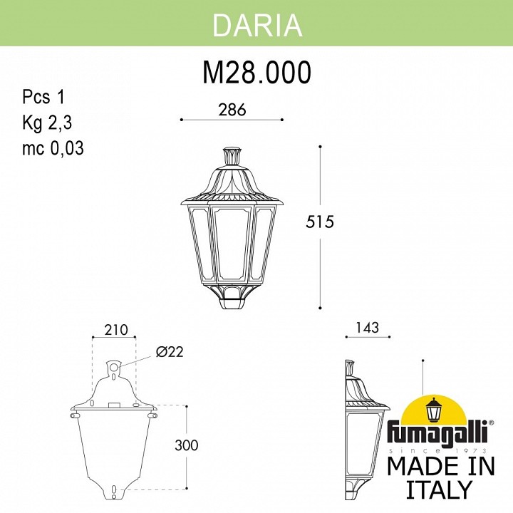 Накладной светильник fumagalli daria m28.000.000.axe27