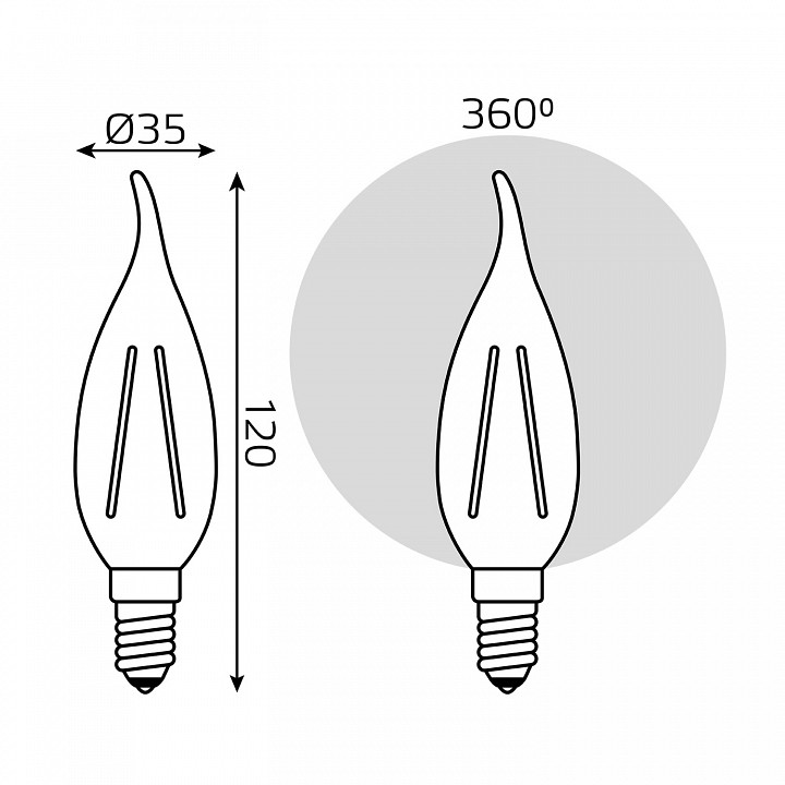Лампа светодиодная gauss filament e14 13вт 4100k 104801213