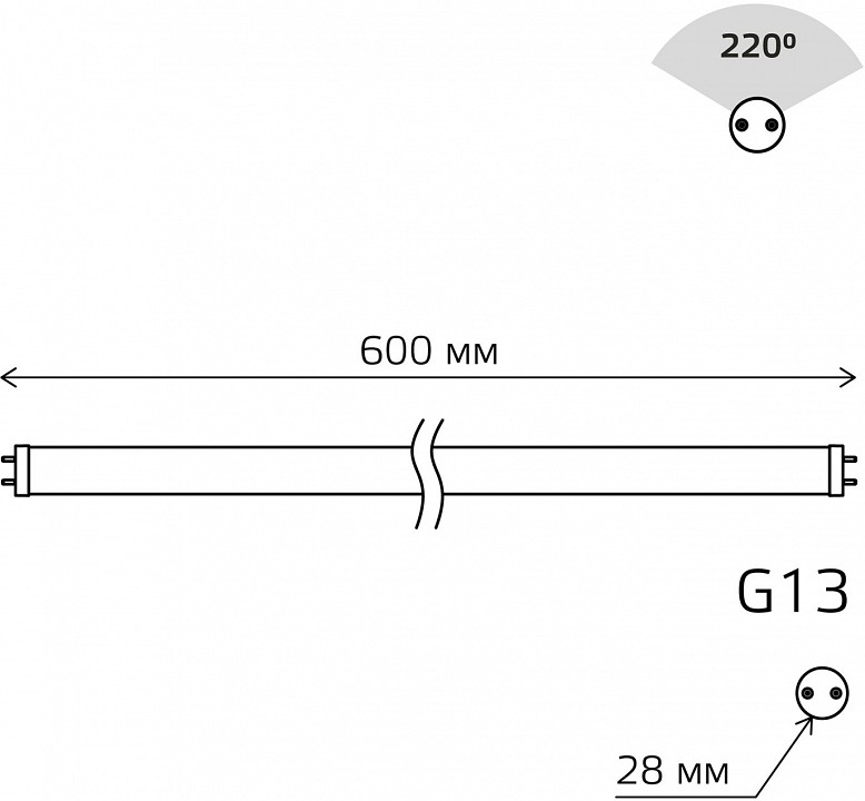 Лампа светодиодная gauss basic g13 10вт 4000k 1930202