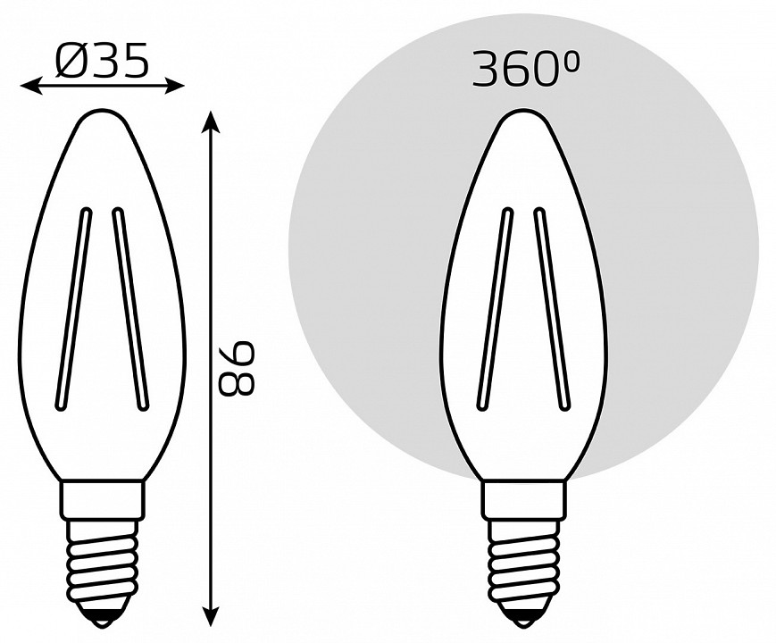 Лампа светодиодная gauss filament elementary e14 8вт 2700k 32118